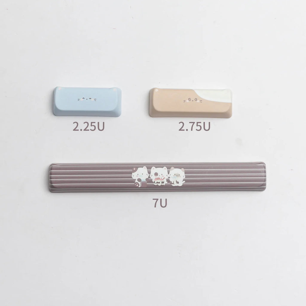 Sea salt cat themed PBT sublimation key cap set for mechanical keyboards showing full 26-piece layout