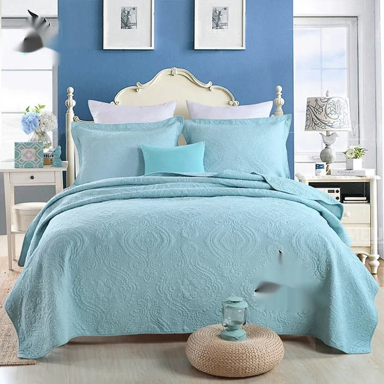 Pure cotton bed cover set showing damask pattern option with bed sheet, duvet cover and pillowcases