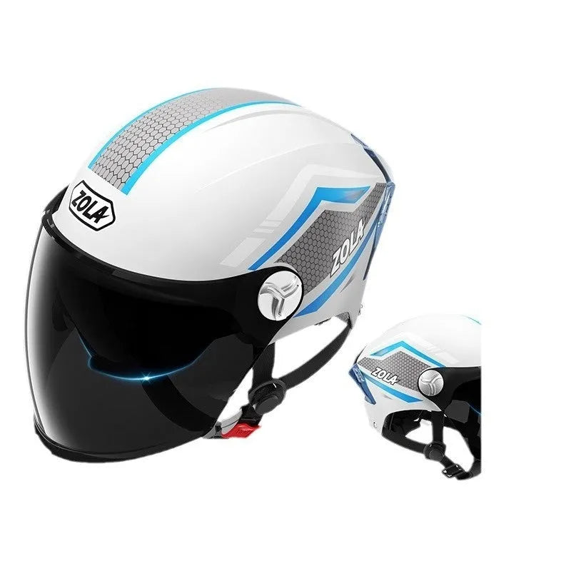 Children's 3C certified battery motorcycle half helmet in various colour options with mirror finishes