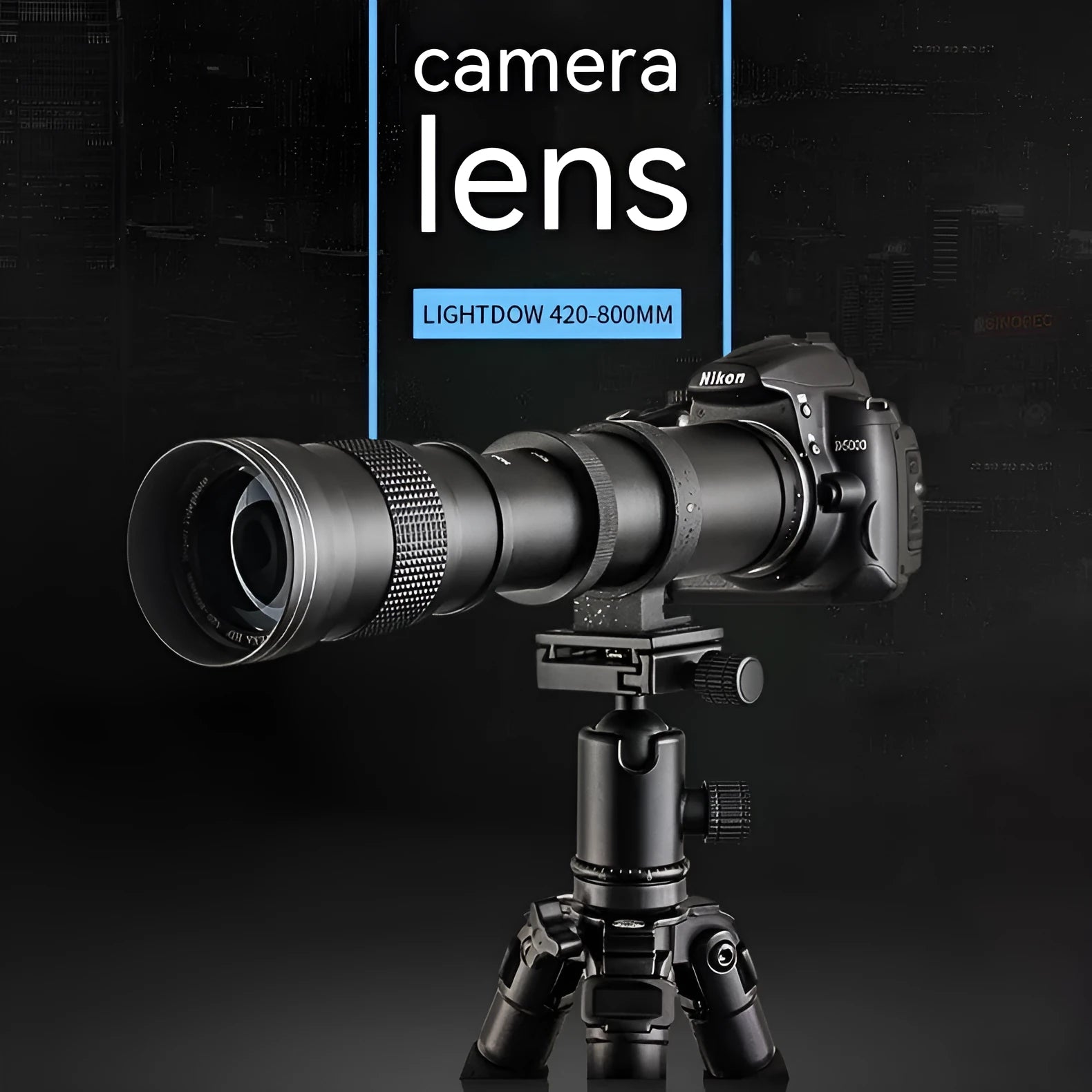 420-800mm telephoto zoom camera lens adapter with T-port connector ring