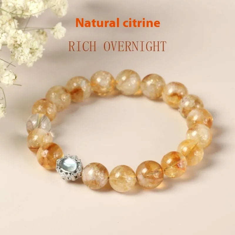 Citrine crystal geometric bracelet with 10mm stones and polished surface