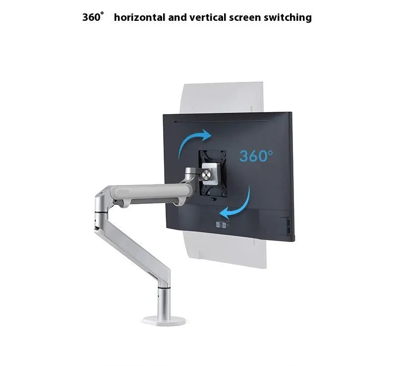 Silver aluminium alloy laptop arm bracket stand with hover design for adjustable height