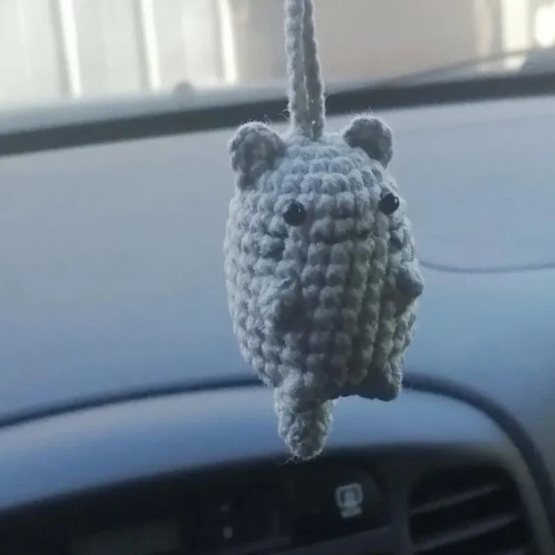 Plush hand-woven car hanging ornament with Halloween cartoon design on polyester fabric