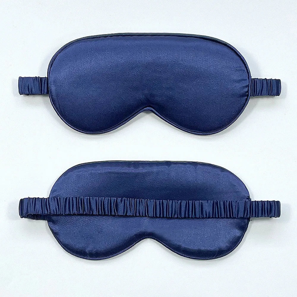 Double-sided silk-like eyeshade sleep mask in rayon elastic satin showing multiple colour options