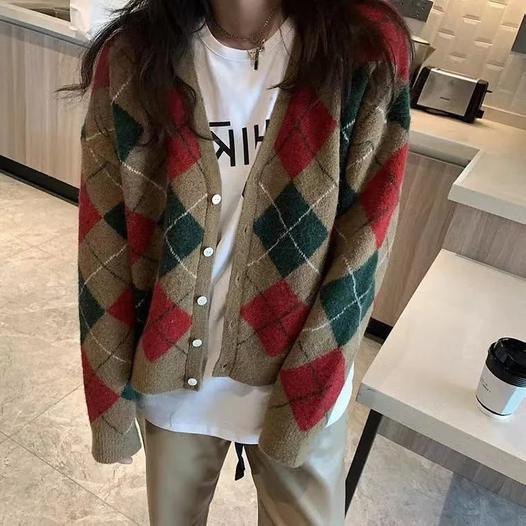 Japanese Korean style acrylic knit casual cardigan in macaron colours with regular sleeves