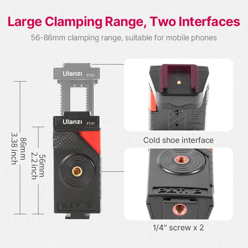 Black octopus-style flexible tripod with mobile phone clip extended to 360mm length.