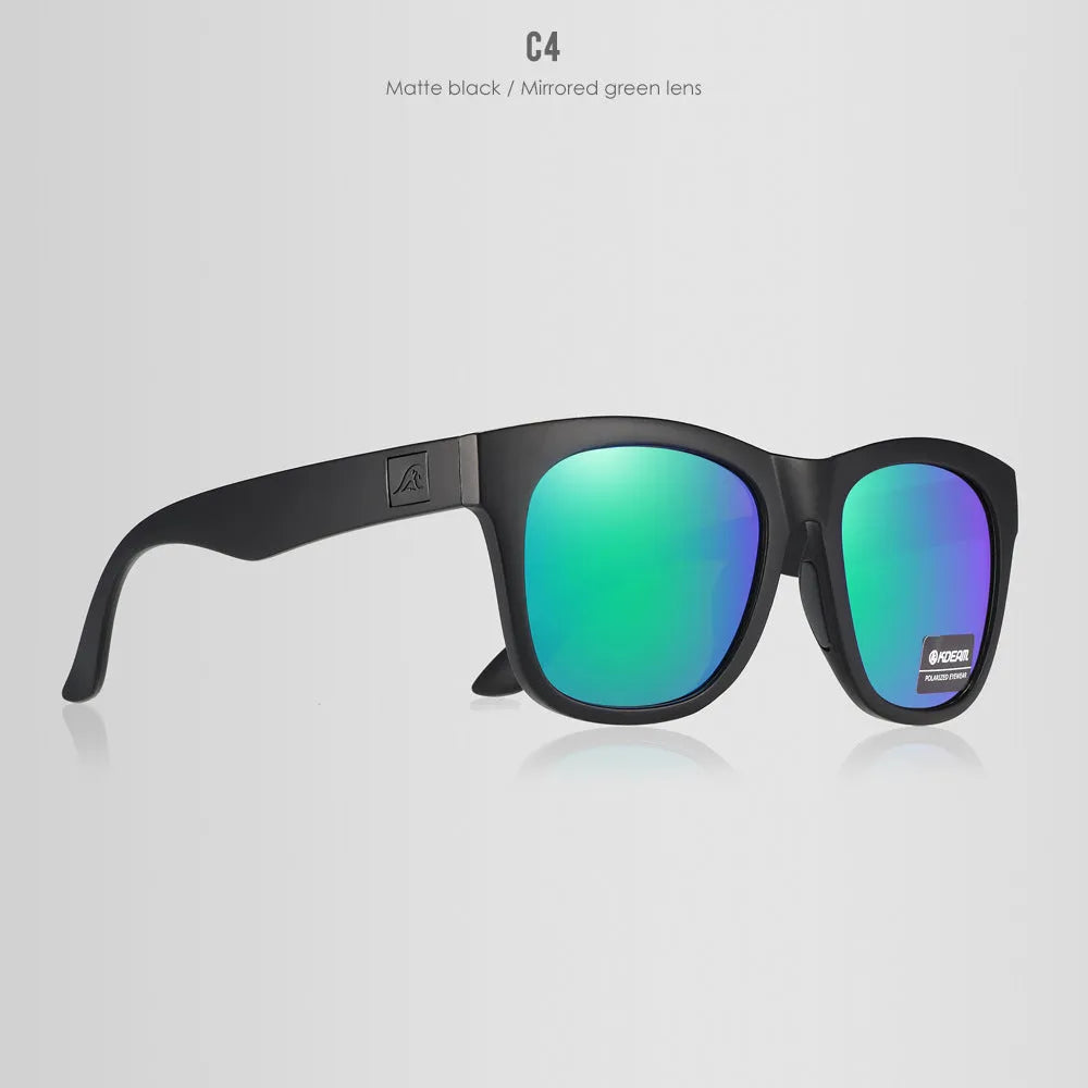 Thickened frame polarised sunglasses with TAC lenses for outdoor UV protection.