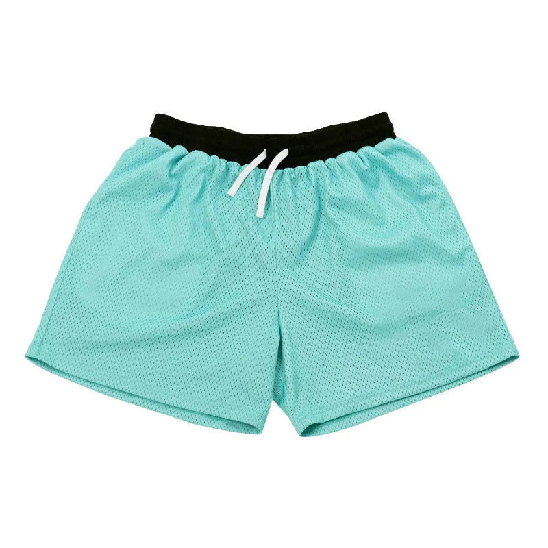 Men's mesh quick-drying shorts in black, red, grass green, purple or sky blue for running and fitness
