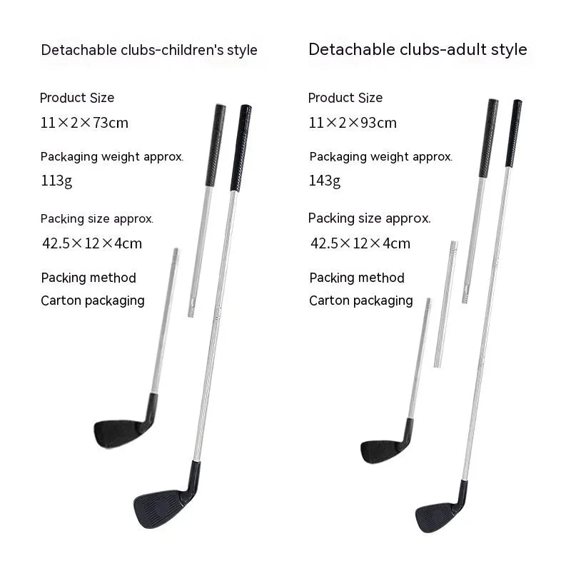Parent-child metal golf club set showing adult and children's versions for outdoor sports practice