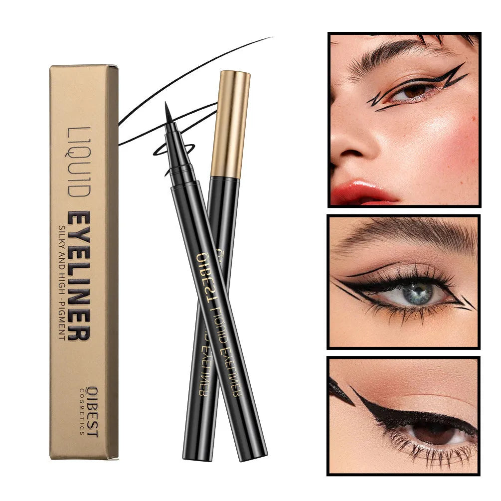 Black liquid eyeliner pen with waterproof smudge-proof quick-drying formula