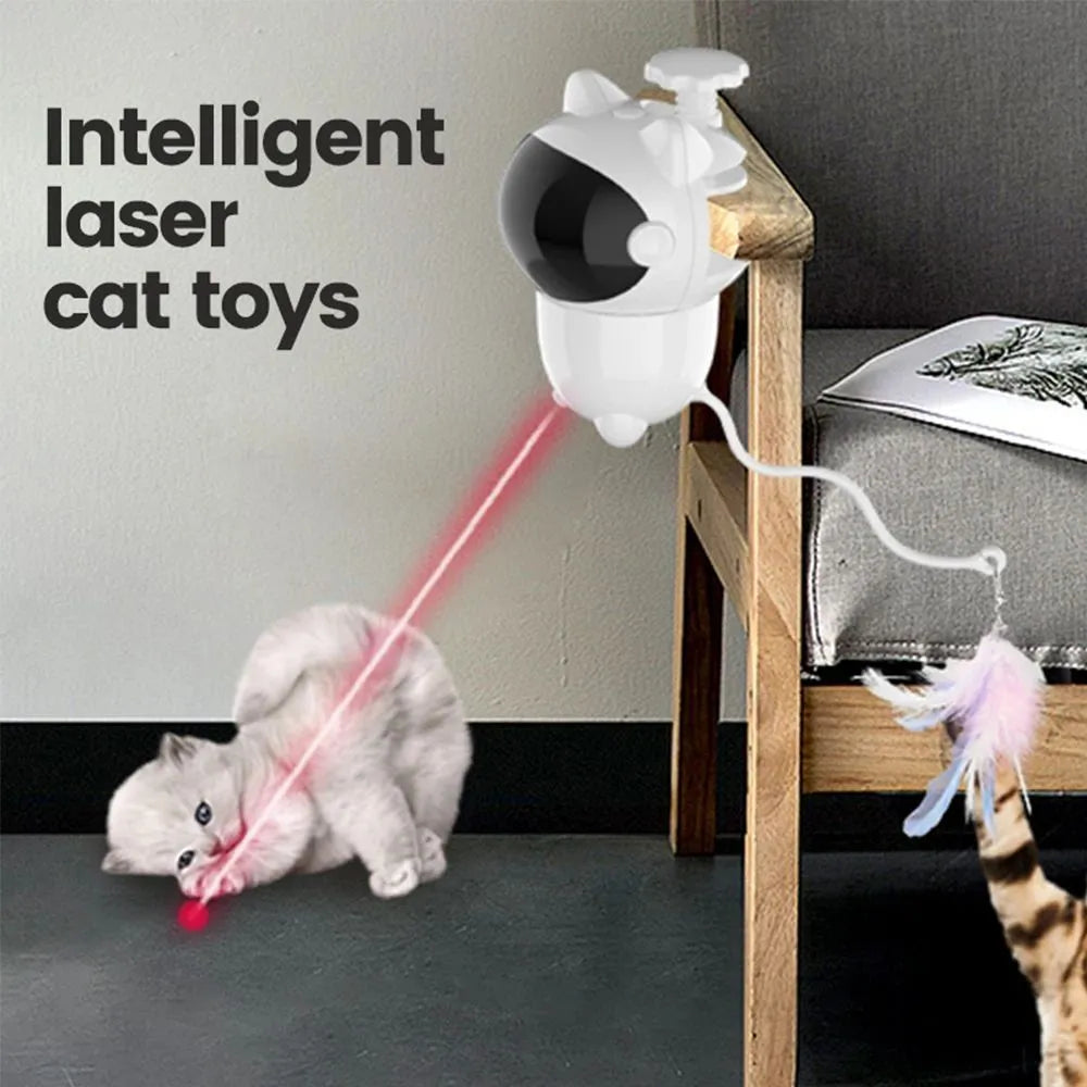 White ABS intelligent cat laser toy with automatic random moving red dot