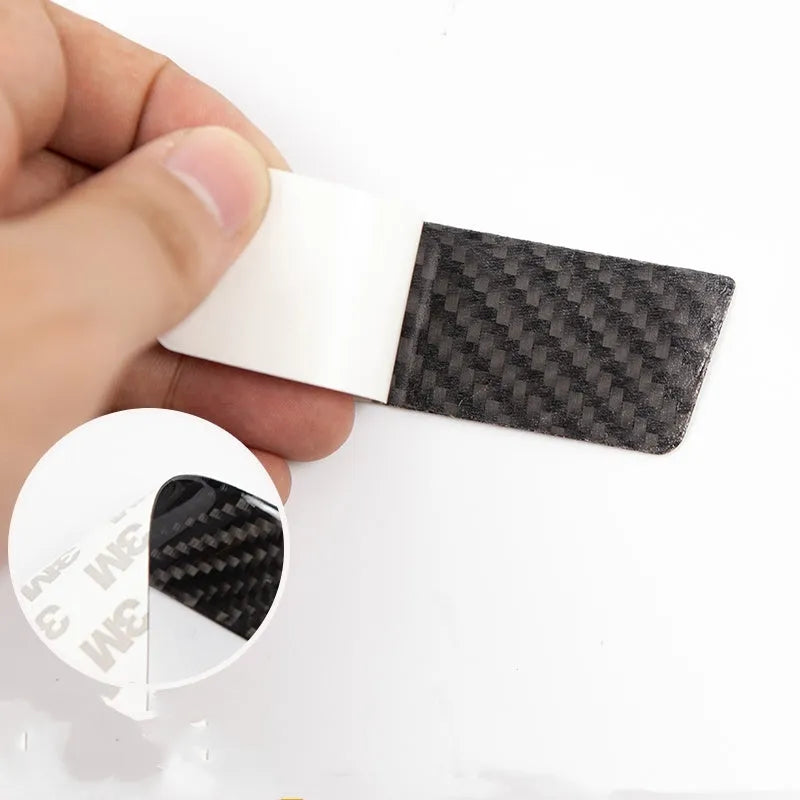 Carbon fibre door handle protection patches for Tesla Model S with self-adhesive backing