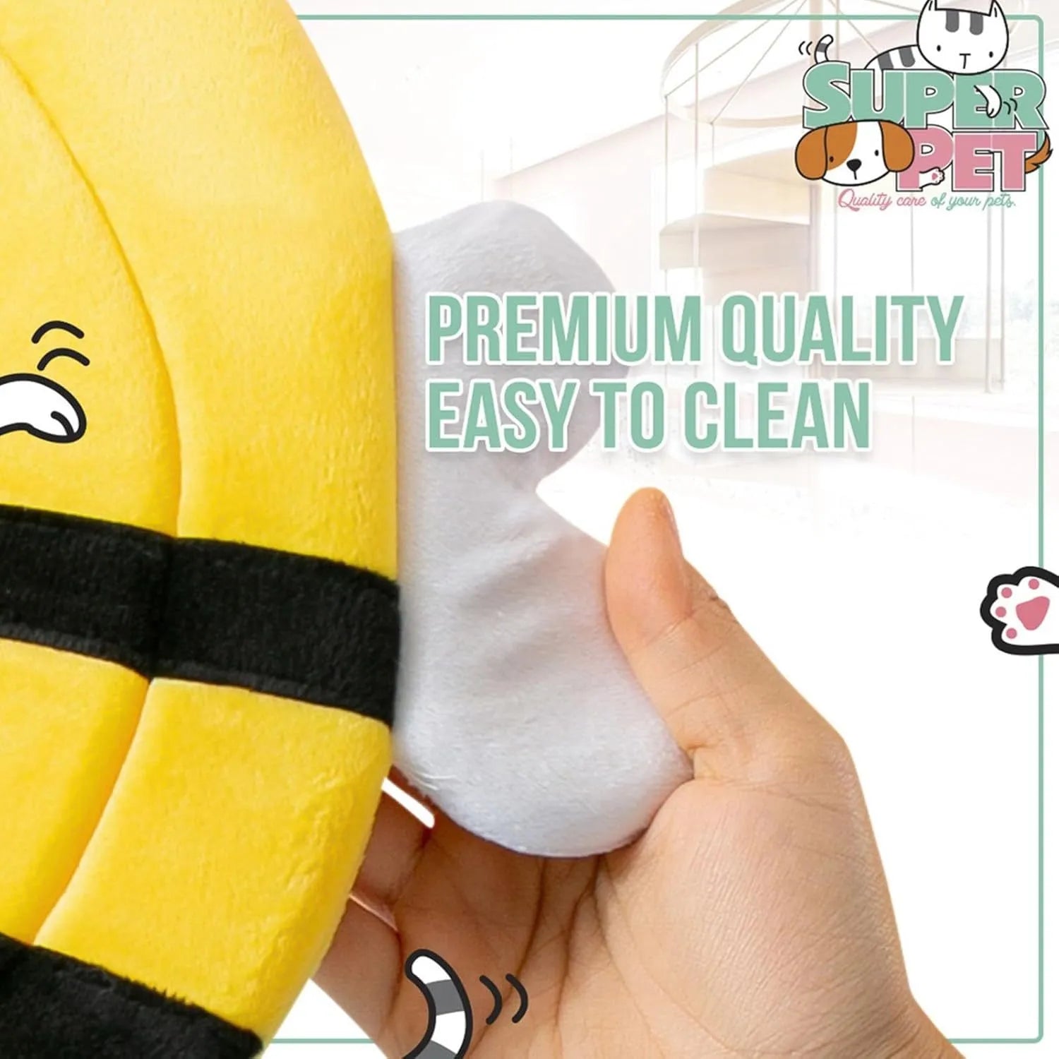 Soft bee design cat cone collar with adjustable Velcro closure for pet protection