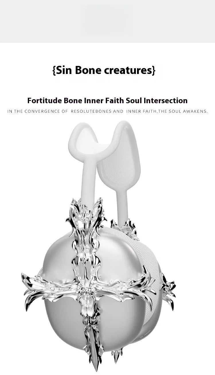 Gothic cross design resin headphone covers for Apple AirPods Max in silver and gun colour options