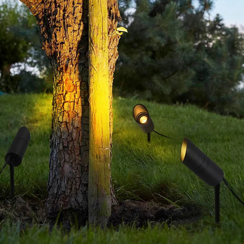 Outdoor aluminium ground lamp with LED lighting for garden and courtyard use