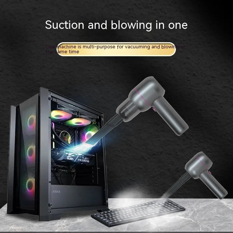 XC-06-grey portable car cleaner with rechargeable battery, brush nozzle and extended suction nozzle