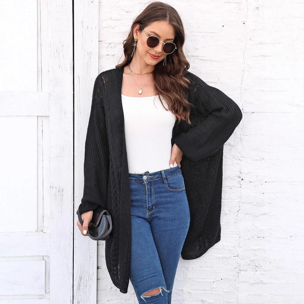 Women's loose acrylic sweater coat in free size with European American styling