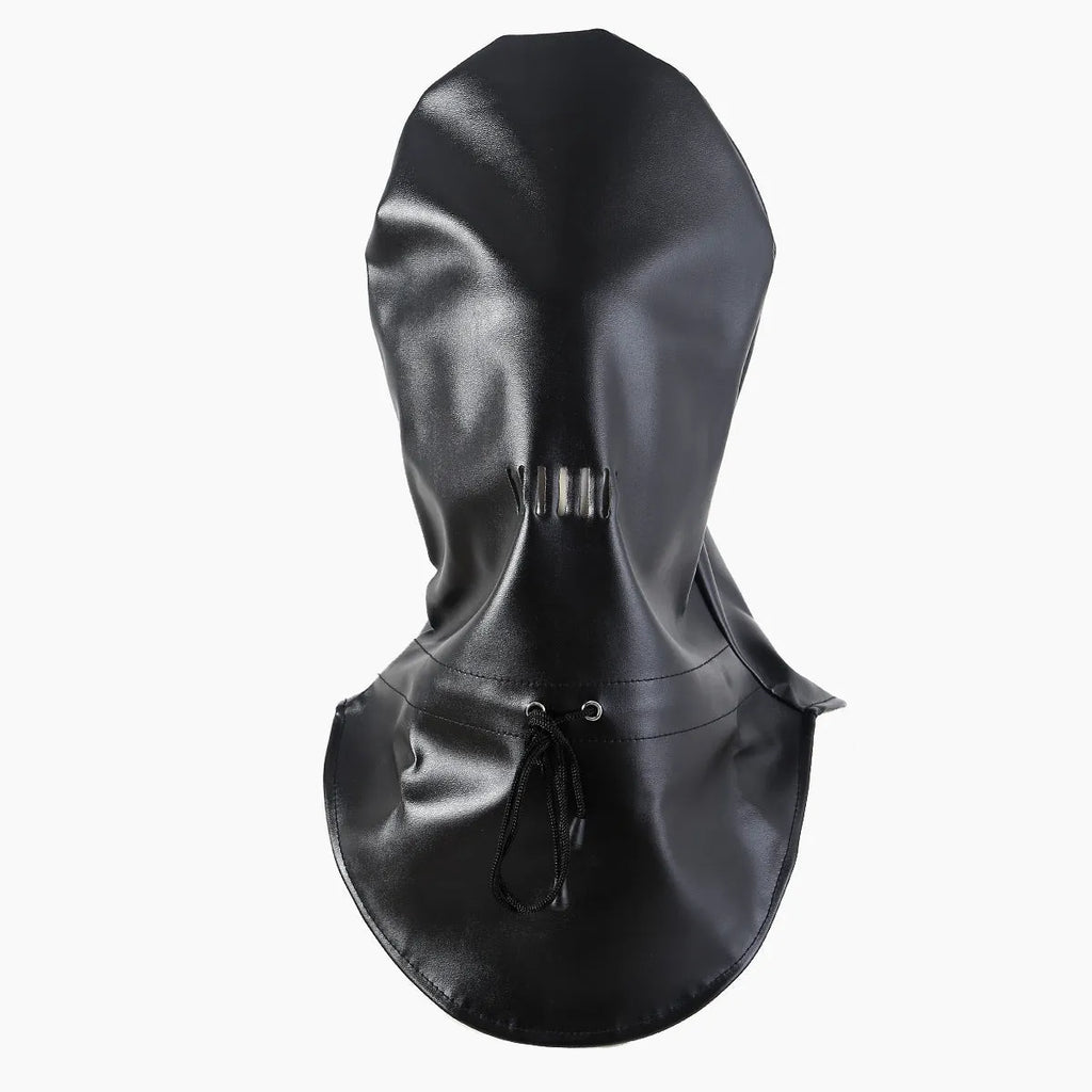 Black leather BDSM training mask for adult role-play