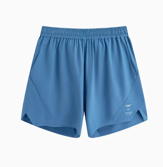 Men's black four-point stretch running shorts with laser punch stitching detail