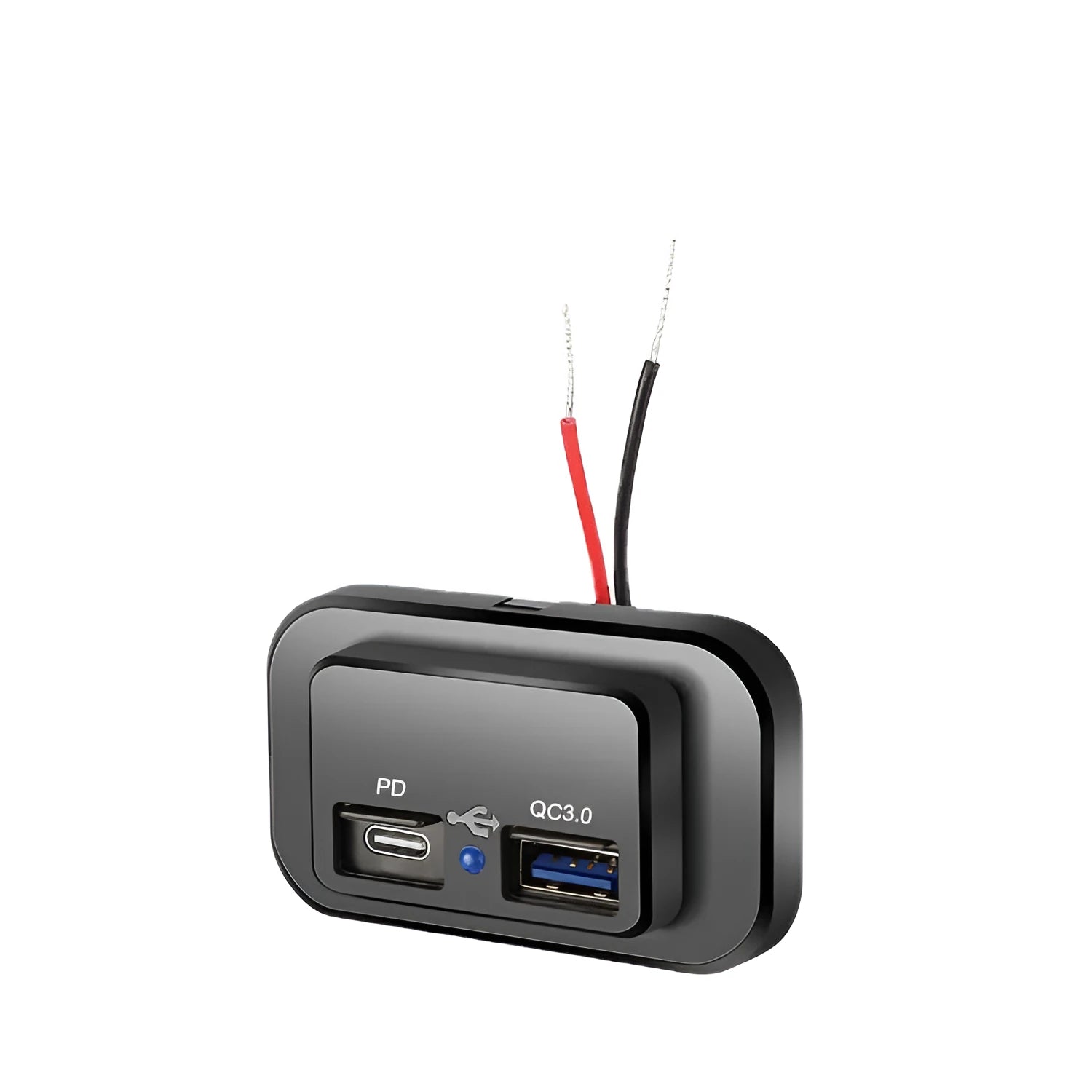 Black QC3.0 TYPE-C car charger with 36W fast charging for vehicle use