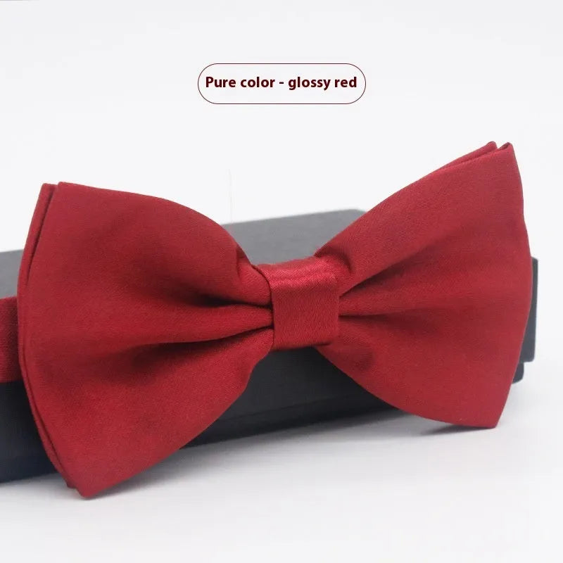 Solid colour formal bow tie with flat head design in polyester fabric