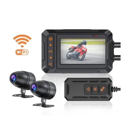 MT65 motorcycle dash cam with 3-inch screen and remote monitoring capabilities