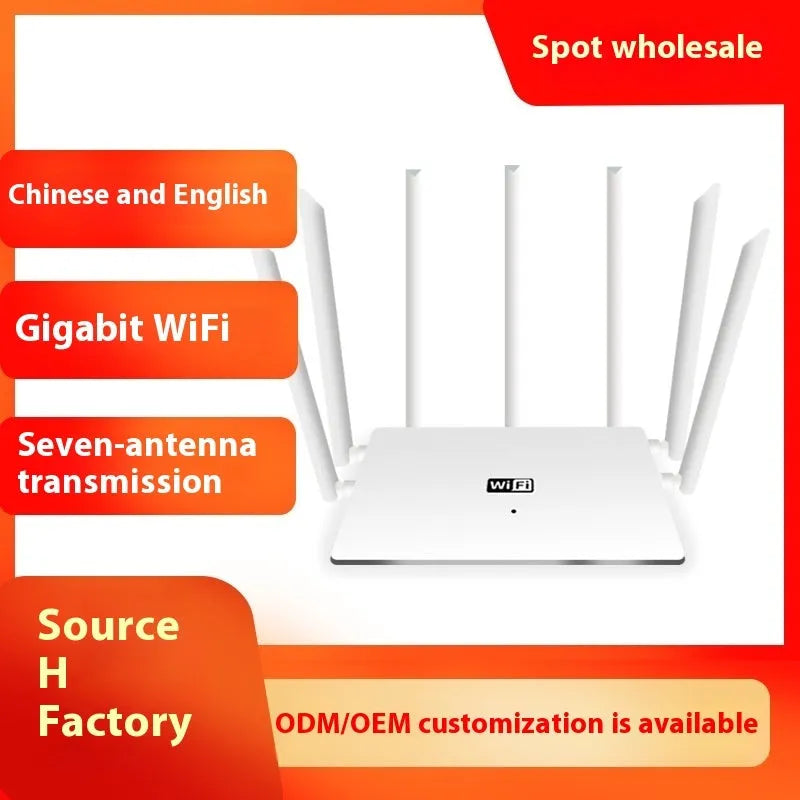 White dual-band 5G router with multiple adjustable antennas for whole-house Wi-Fi coverage