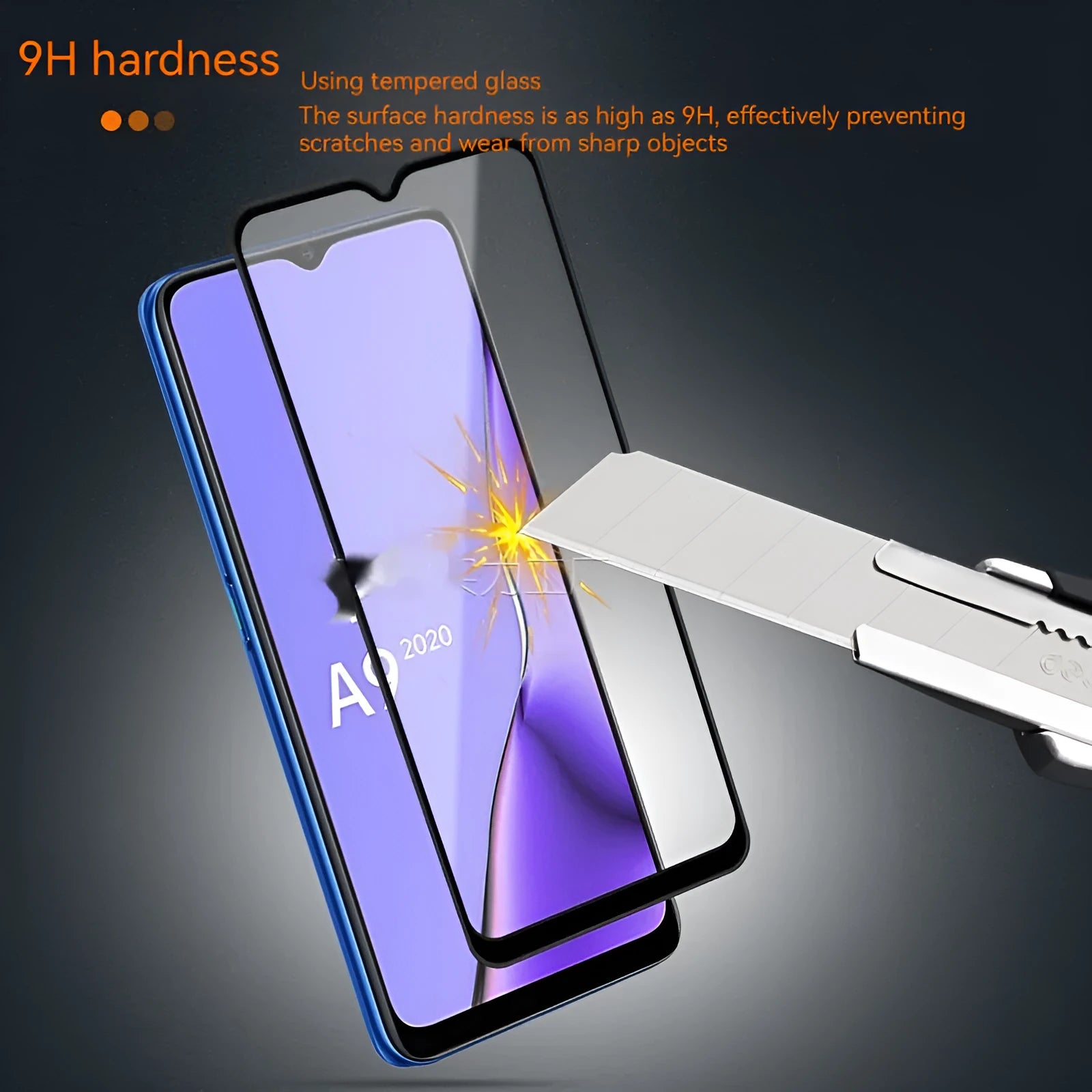 OPPO A9 2020 black full glue tempered glass screen protector with anti-fingerprint coating
