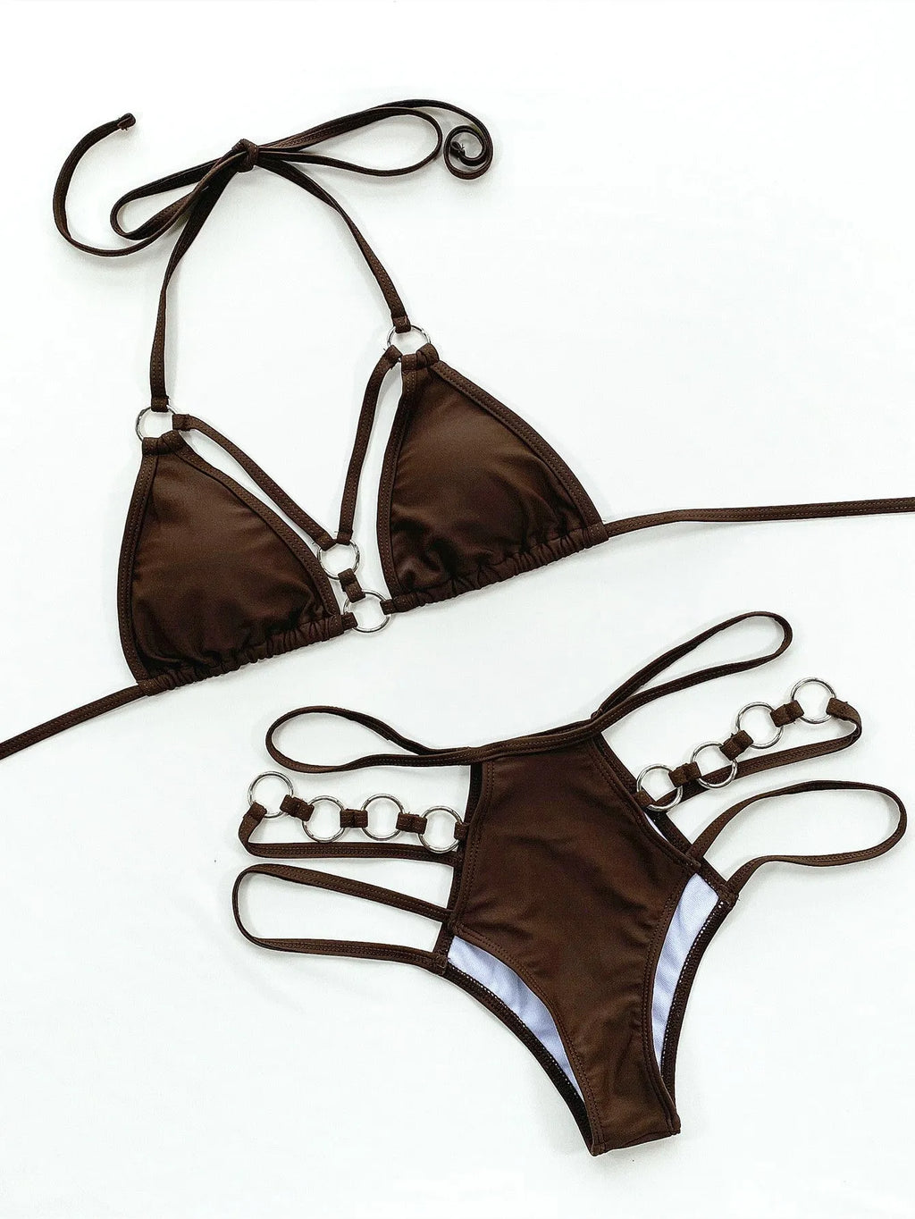 Women's separated bikini swimwear set in nylon fabric with multiple colour options