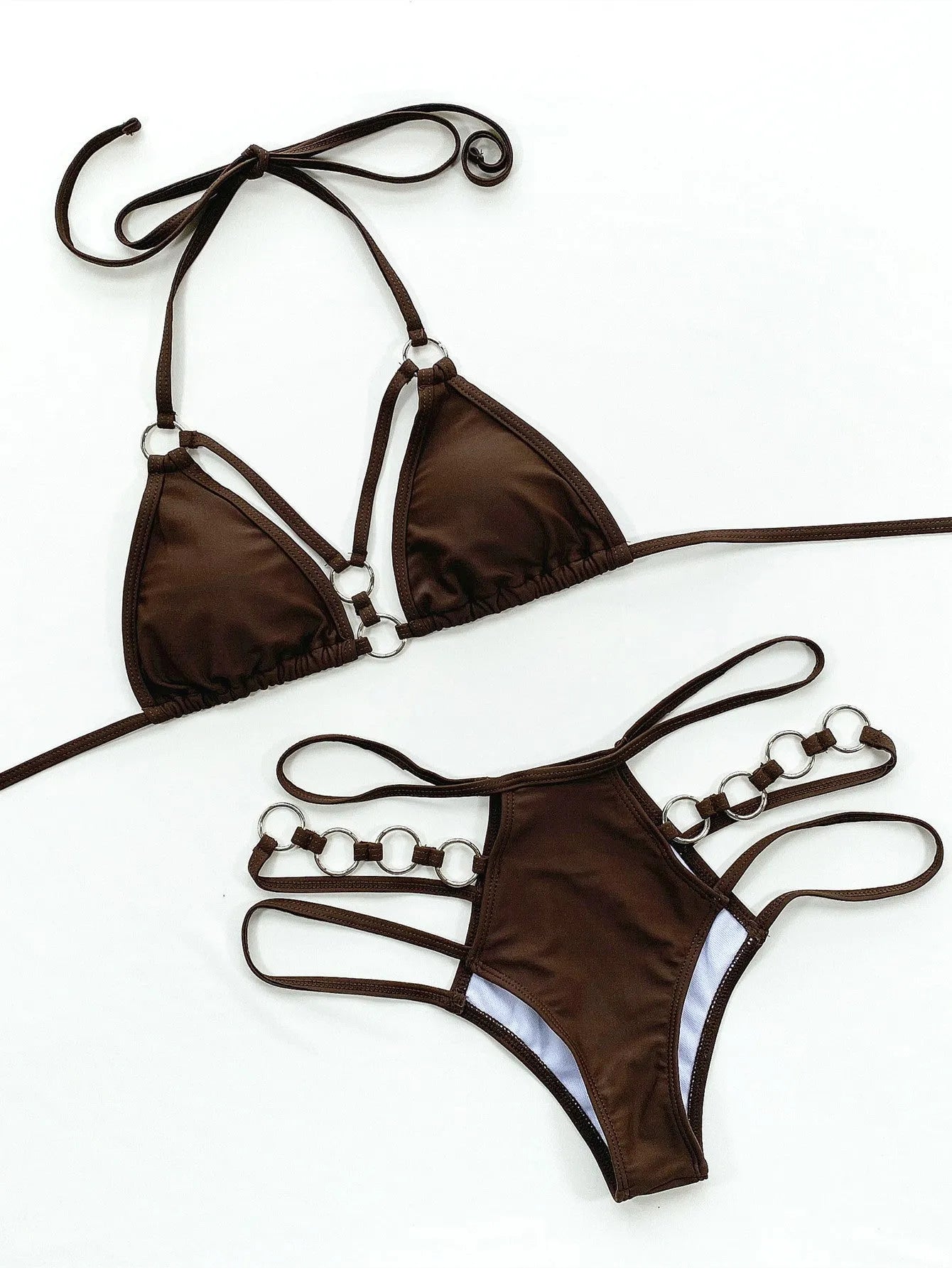 Women's separated bikini swimwear set in nylon fabric with multiple colour options