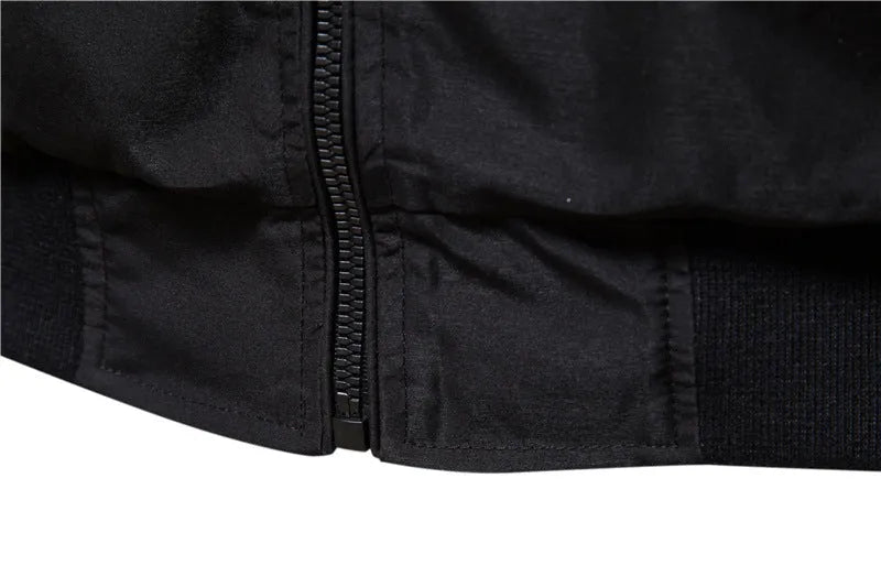Men's solid colour thin casual jacket in dark blue, black, or army green.