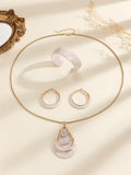 Acrylic bracelet earrings necklace three piece jewellery set in clear design