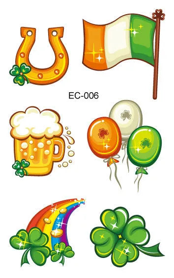 St. Patrick's Day clover design temporary tattoo sticker measuring 120×75mm