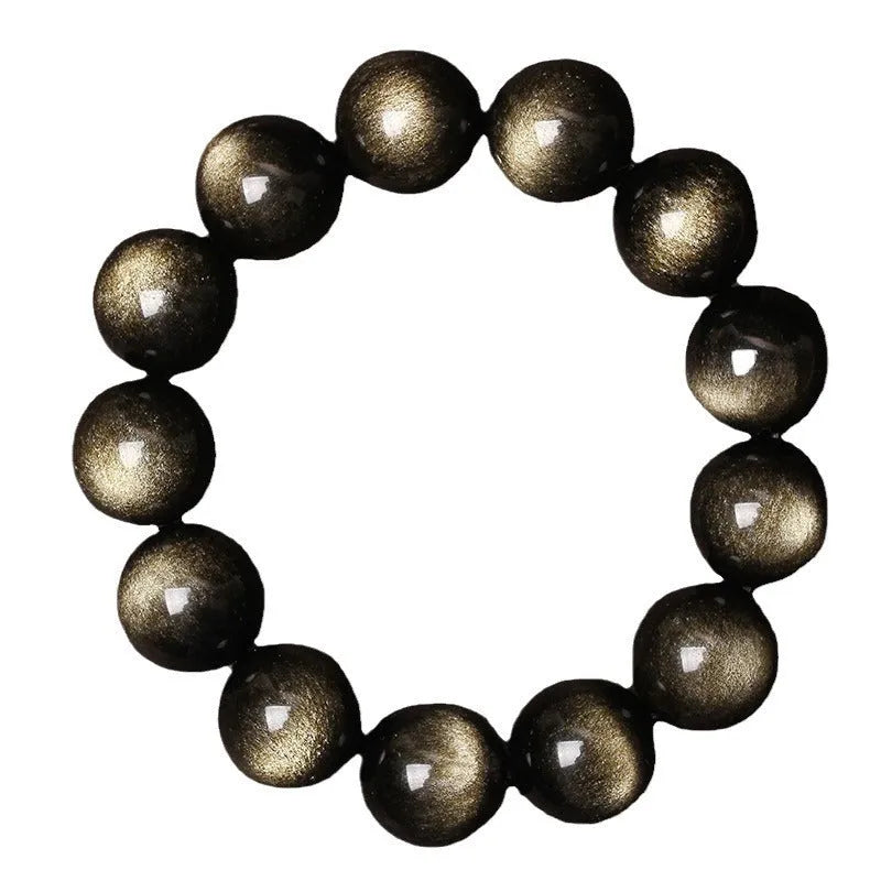 Hand-woven obsidian bracelet with round crystal beads in multiple colour options