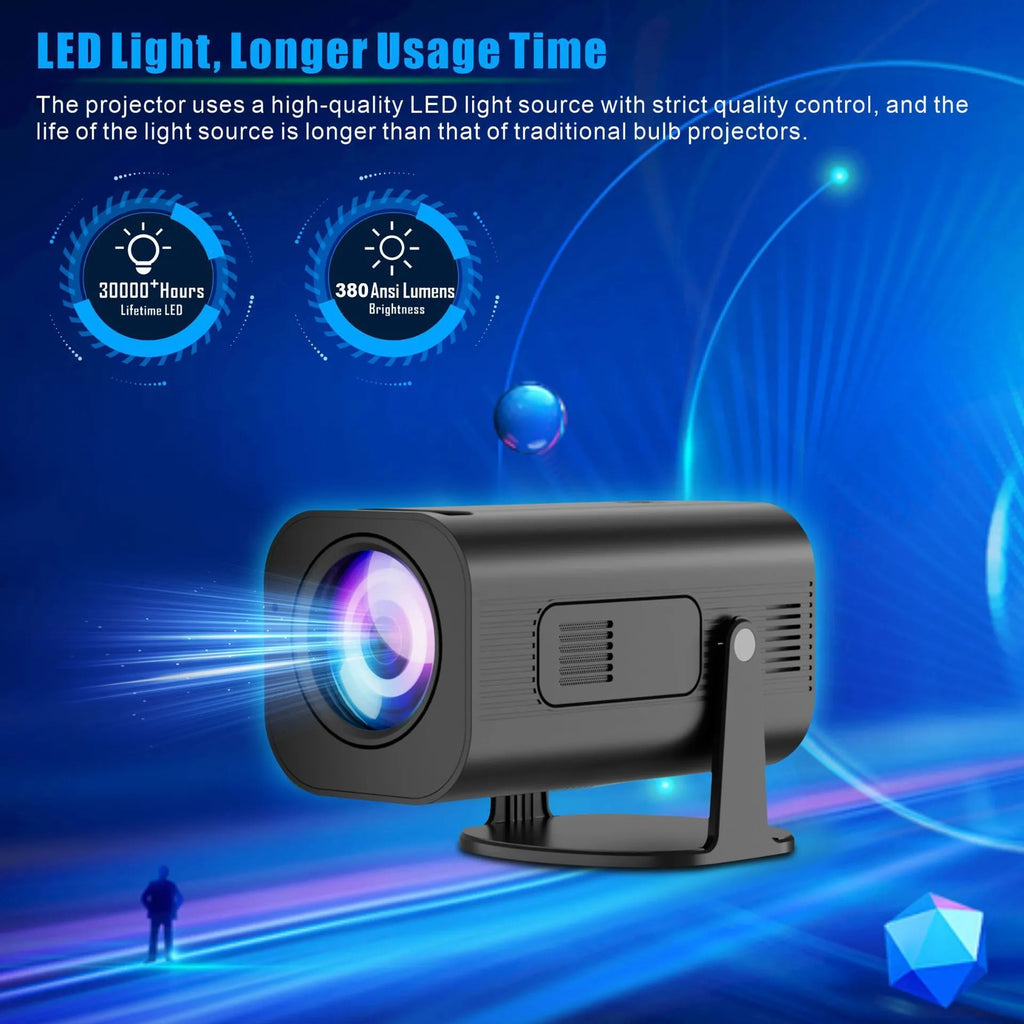 P330 portable mini projector in black or white showing compact design for mobile phone connectivity