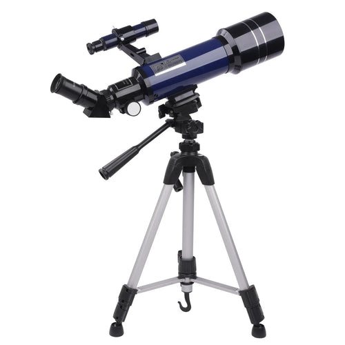Children's dark blue monocular astronomical telescope with tripod and 16X-66X magnification