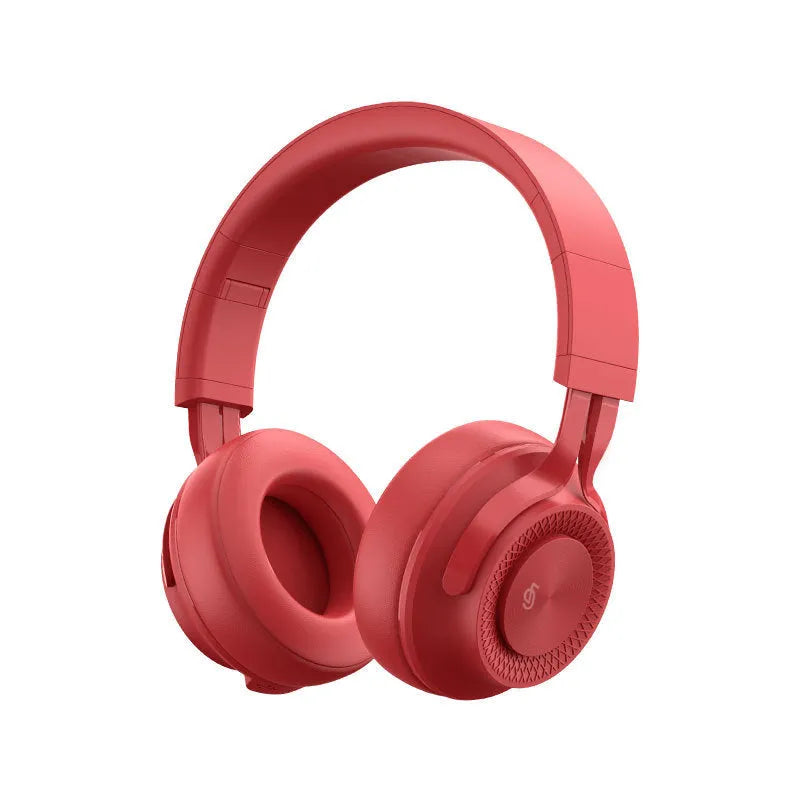 Wireless Bluetooth sports headset shown in available colours: red, grey, green, and black.