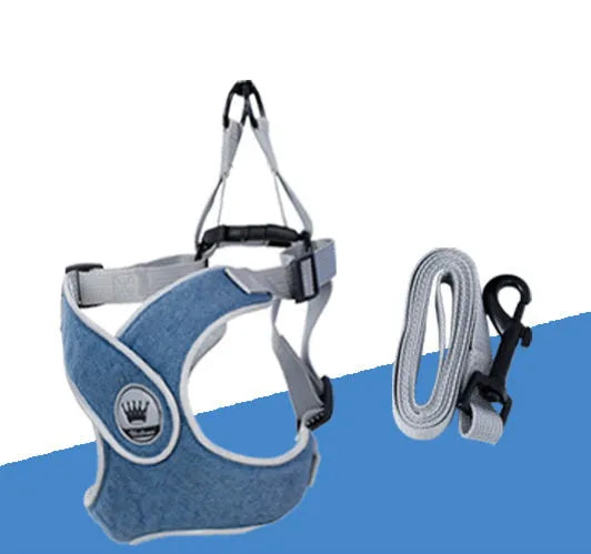Adjustable reflective dog harness vest in breathable mesh material with metal control ring
