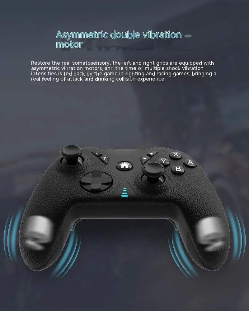 Black wireless game controller with leather pattern texture, showing Type-C port and dimensions 171x67x136mm.