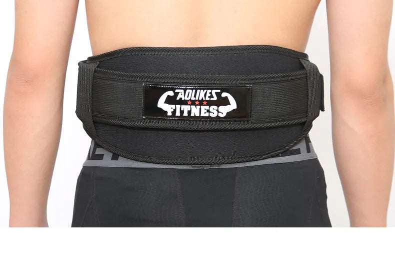Nylon fitness weightlifting waistband in black, red, or yellow colours available in L, M, and XL sizes