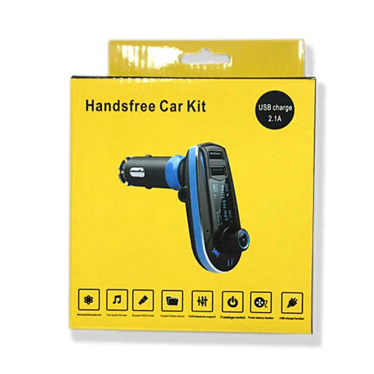 BT618C vehicle Bluetooth FM transmitter with LCD screen, USB port and 3.5mm audio jack