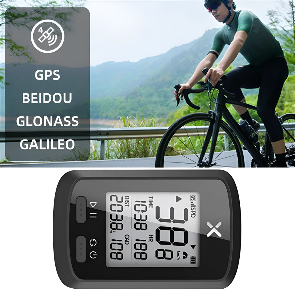 Black plastic waterproof bicycle stopwatch with digital display for cycling timing
