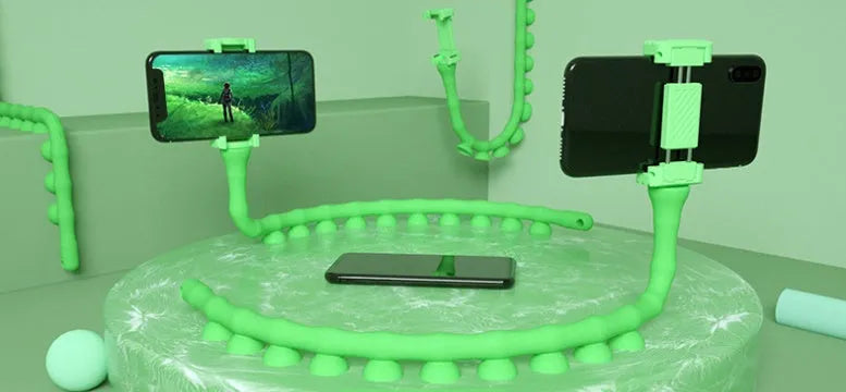 Lazy Bracket flexible mobile phone holder with 62cm rubber arm and suction cup base in black colour