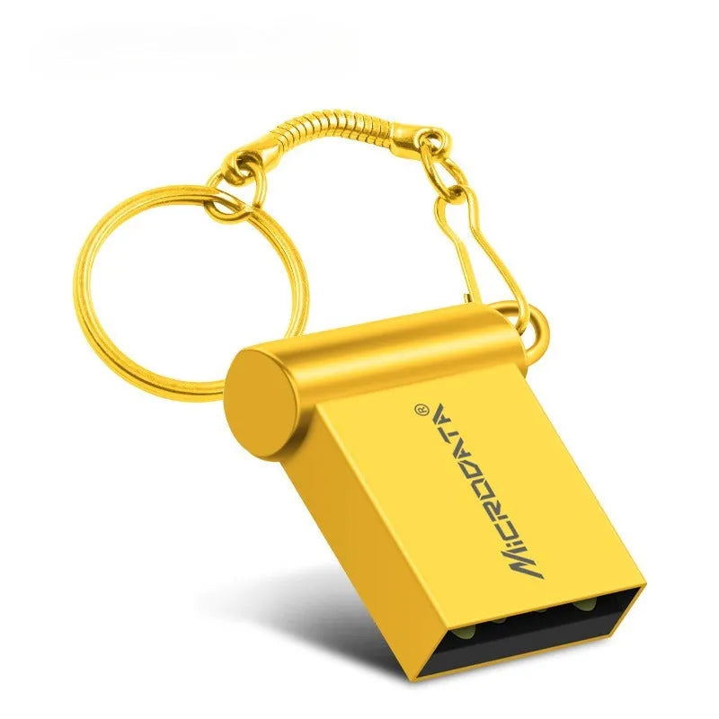 Miniature silver car-shaped metal USB flash drive on a necklace chain.