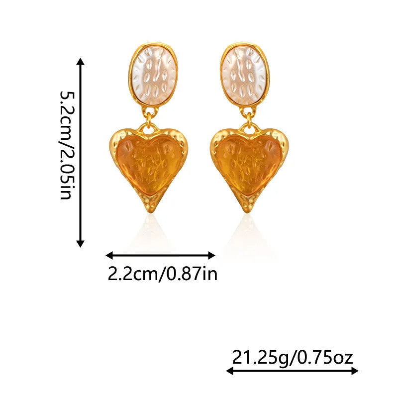 Oval love heart stud earrings with silver needle pleated finish in four colour options