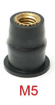 Black rubber brass nut motorcycle windscreen mounting fasteners in M4 M5 M6 sizes