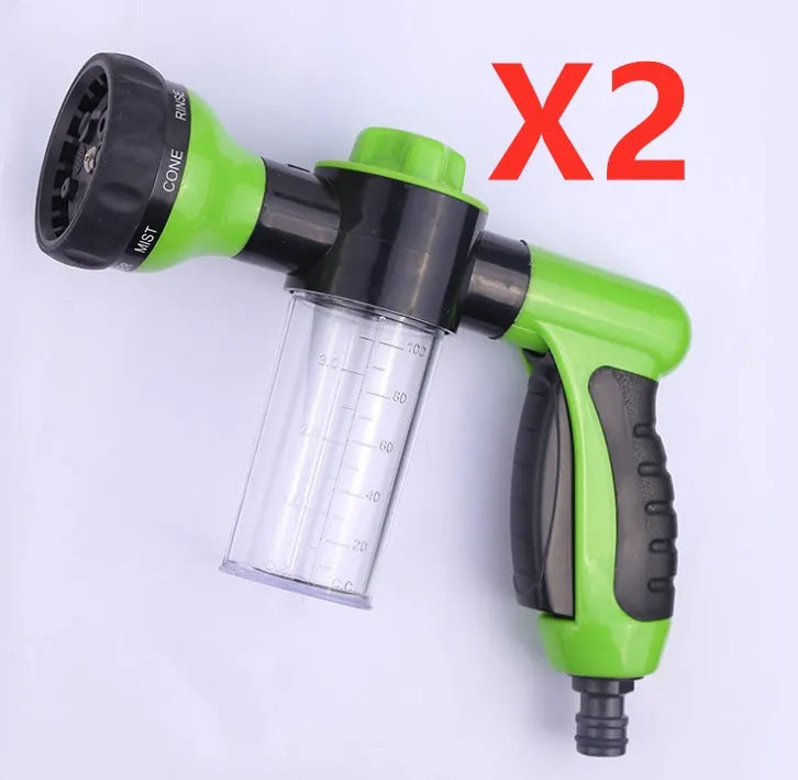 Green high pressure foam spray gun with adjustable nozzle for car washing and garden watering