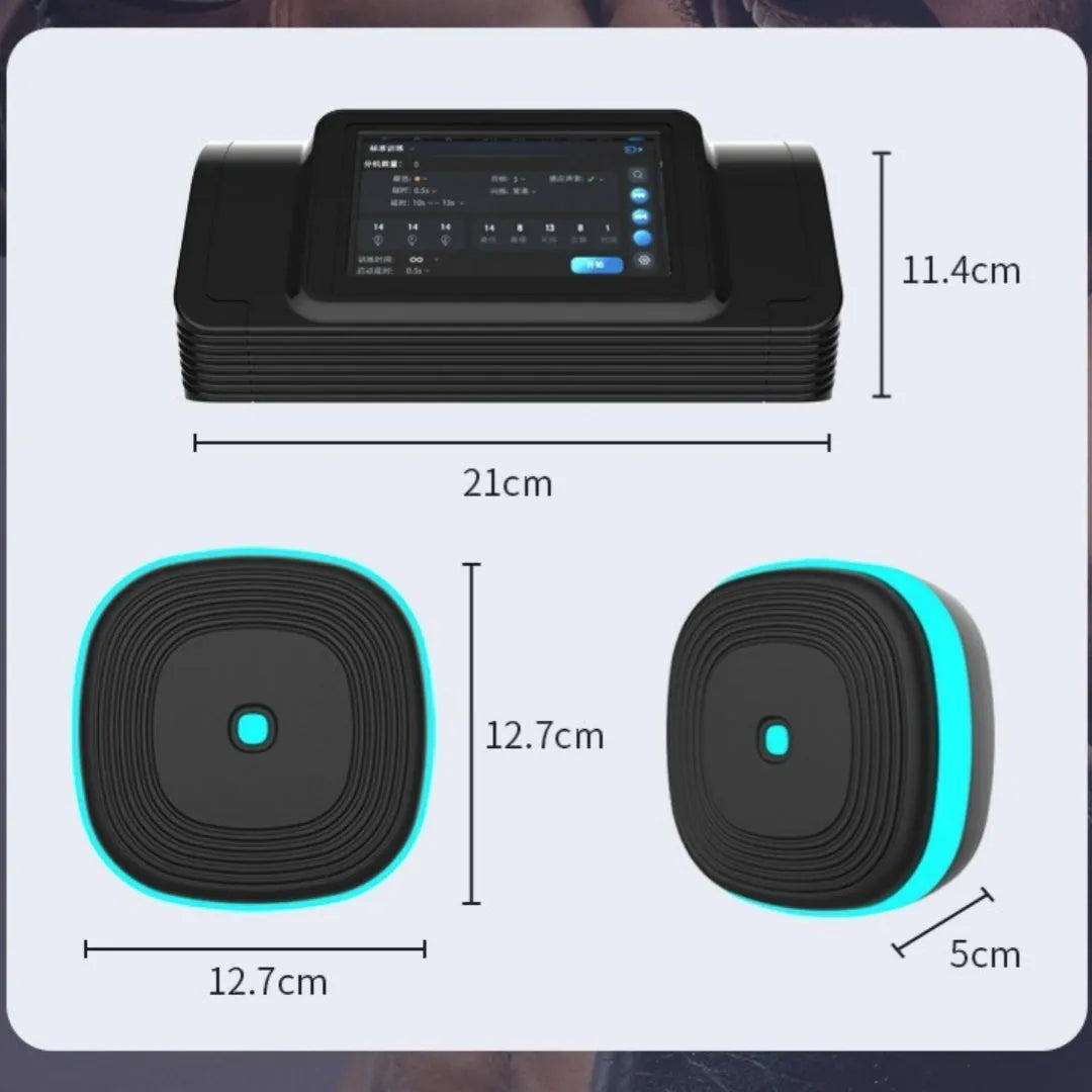 Home Smart Split Bluetooth Music Boxing Target with 6 black PU foam pads and PP panel hanging on a wall