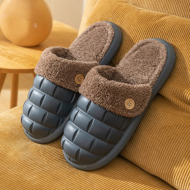 Plaid EVA slippers with detachable plush lining in multiple colours for women