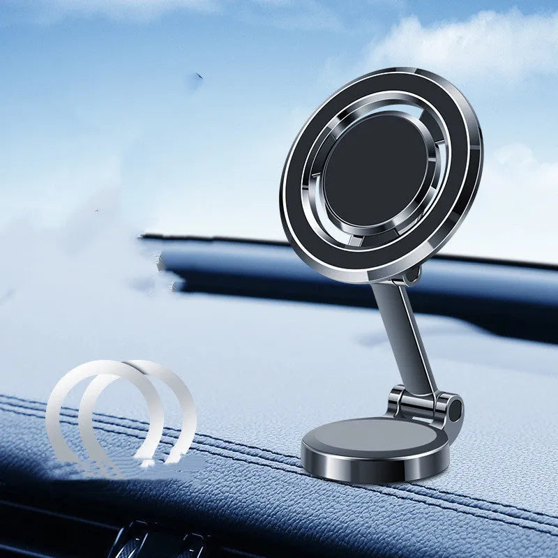 Car mobile phone holder with flexible clip and 360-degree rotation bracket in black or silver